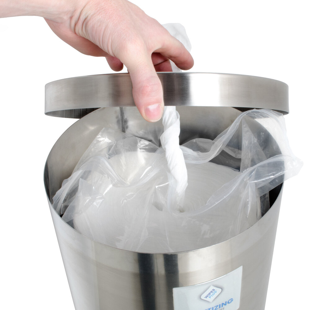Disinfecting Wipe Dispenser Station with Trash Can Stainless Steel