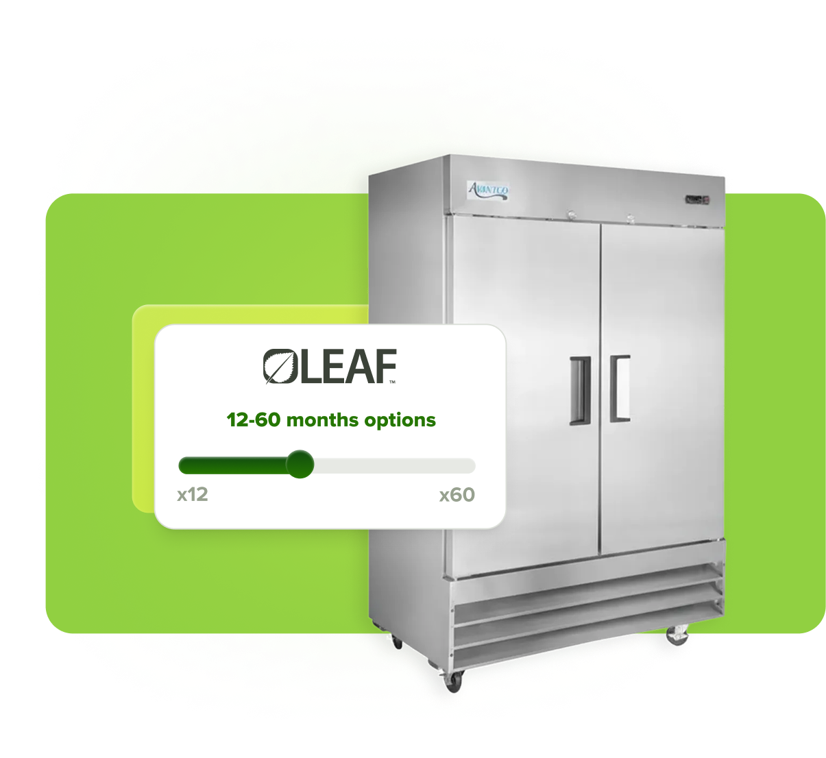 showing an avantco refrigerator with LEAF financing options