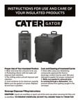 Instructions for CaterGator Insulated Products Instructions for CaterGator Insulated Products