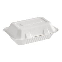 EcoChoice 9 inch x 6 inch x 3 inch 1-Compartment Compostable White Plant Fiber Take-Out Container - 200/Case