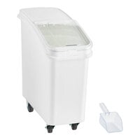 Baker's Lane 21 Gallon / 335 Cup White Slant Top Mobile Ingredient Storage Bin with Sliding Lid & Scoop