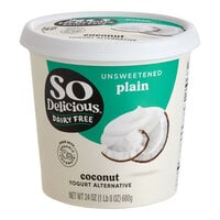 So Delicious Dairy-Free Unsweet Plain Coconut Milk Yogurt Alternative 24 oz. - 6/Case