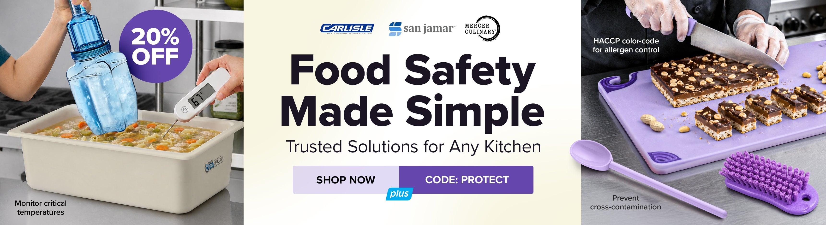 Save 20% This Week on Carlisle, San Jamar, Mercer Culinary Food Safety Solutions; Use Code: PROTECT