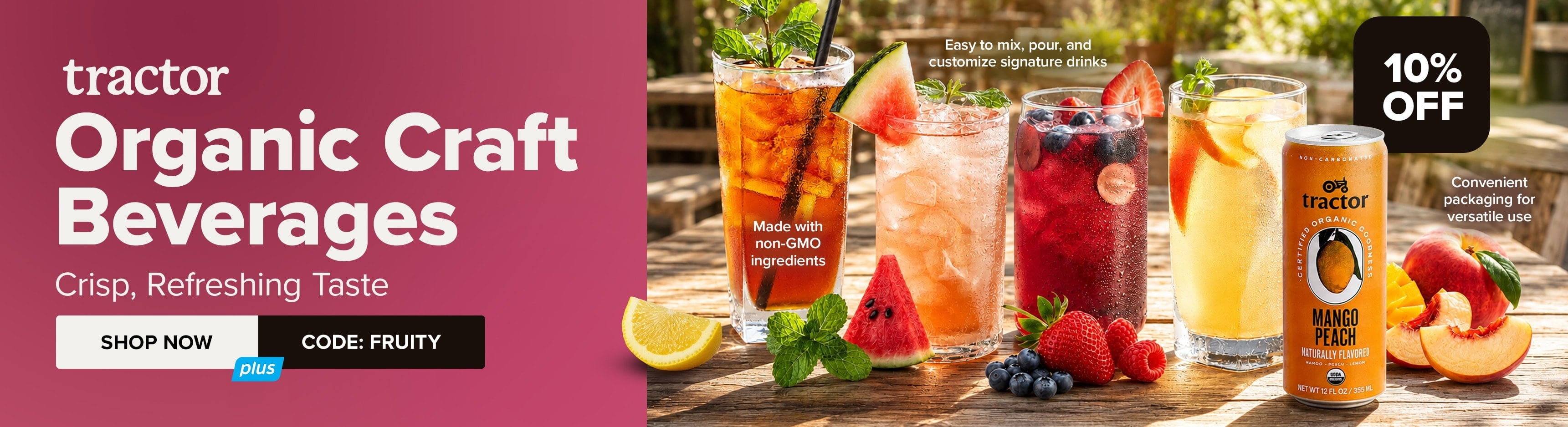 10% Off Tractor Organic Craft Beverages - Use Code: FRUITY 07132026