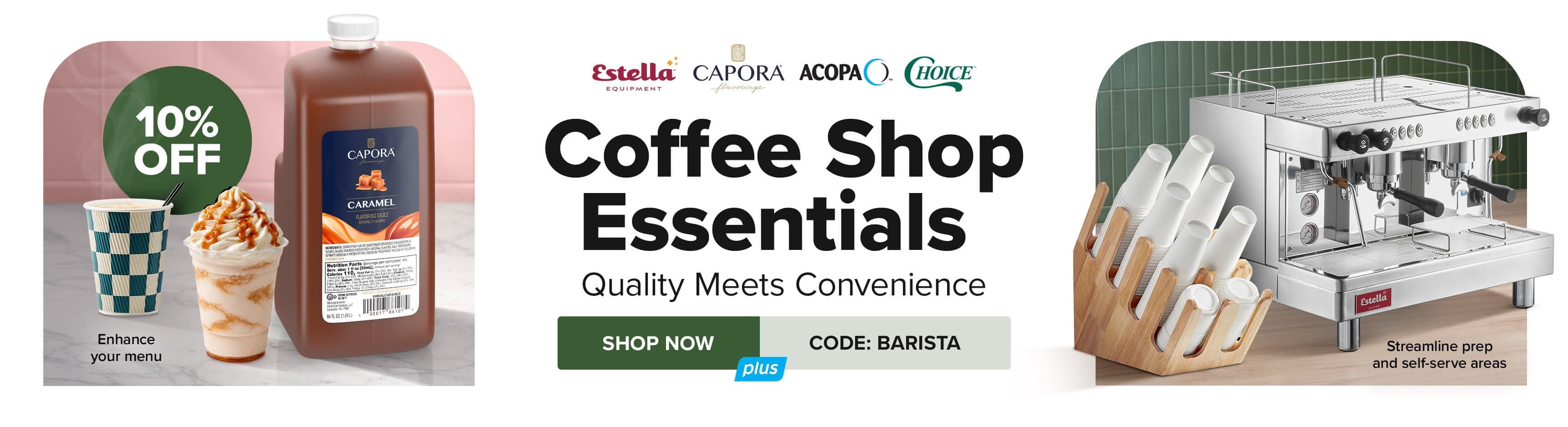 Coffee Shop Essentials Quality Meets Convenience use code BARISTA for 10% OFF