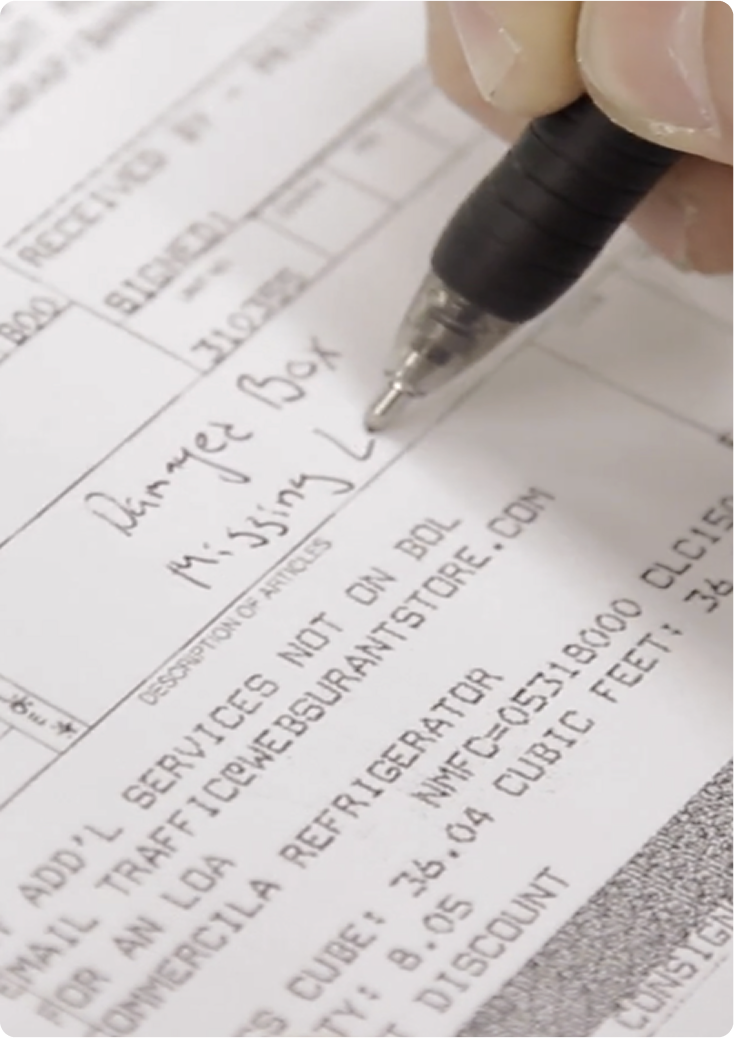 signing a damage form