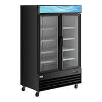Avantco GDC-49-HC 53 inch Black Swing Glass Door Merchandiser Refrigerator with LED Lighting