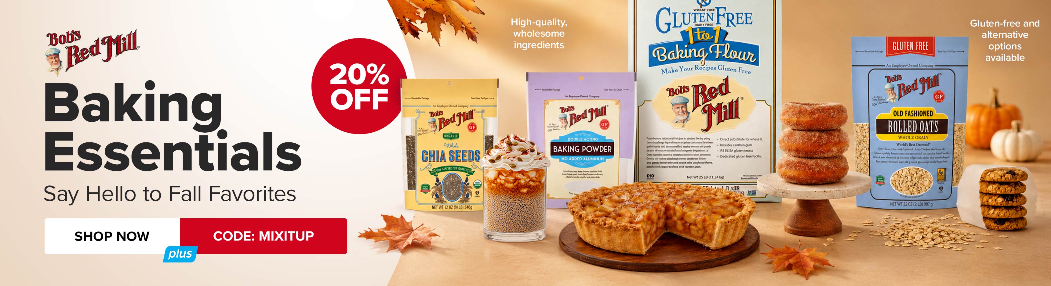 Save up to 20% on Baking Essentials from Bob's Red Mill - Use Code: MIXITUP