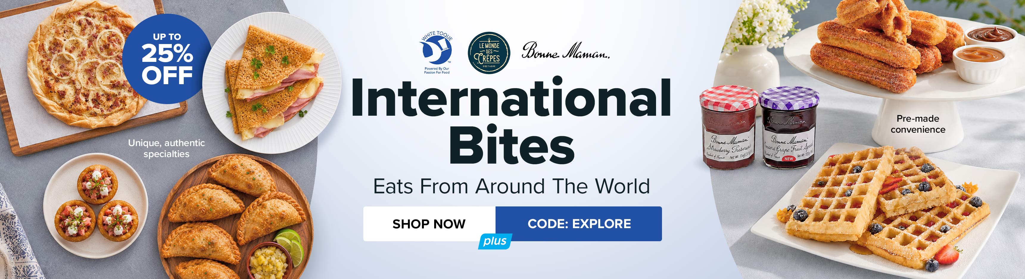 Save up to 25% on International Bites from White Toque - Use Code: EXPLORE